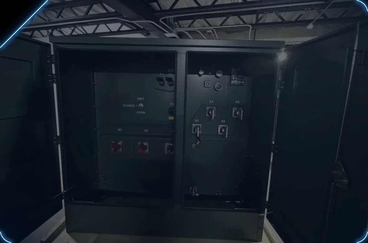 Interior de un transformador en revisión
